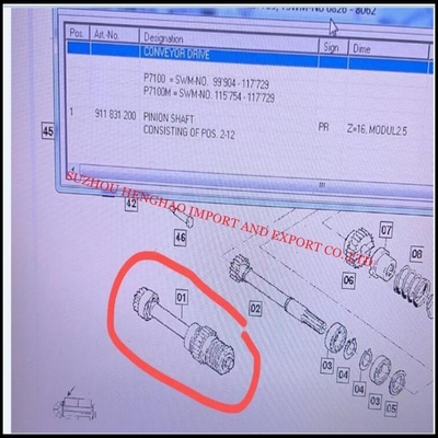 Части No 911831200 PINION SHAFT Z=16 для Sulzer Weaving Loom запасные части, MRO поставки для ткацких заводов